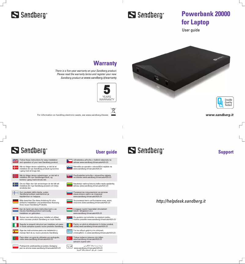 Page 1 de la notice Manuel utilisateur Sandberg 420-23