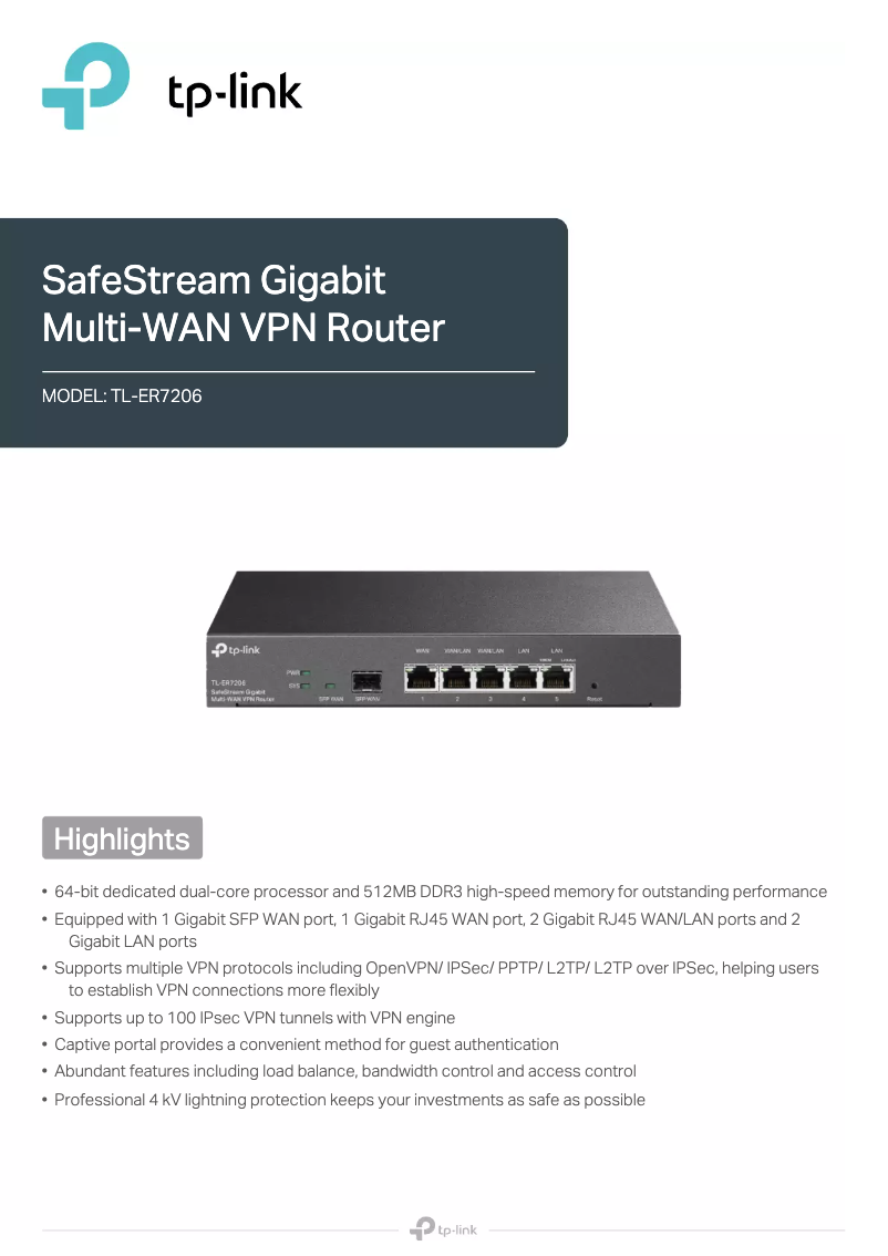 Image de la première page du manuel de l'appareil TL-ER7206