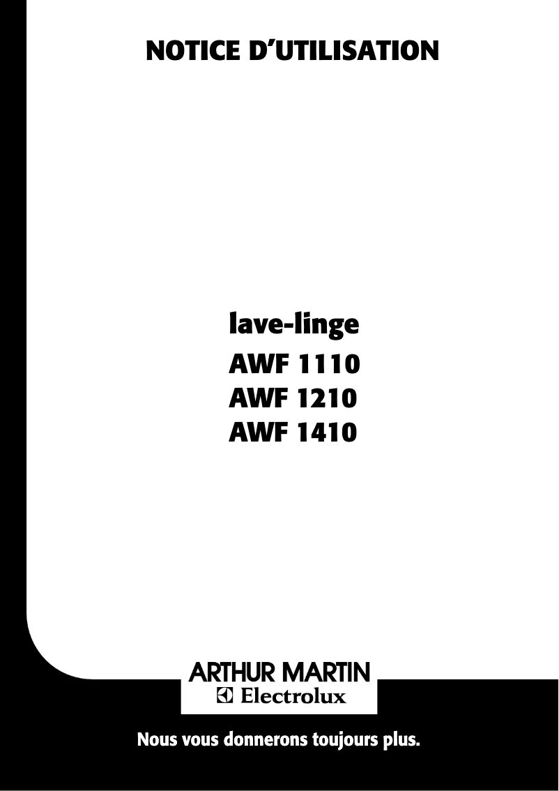 Page n°1 - Manuel utilisateur Arthur Martin-Electrolux AWF 1410