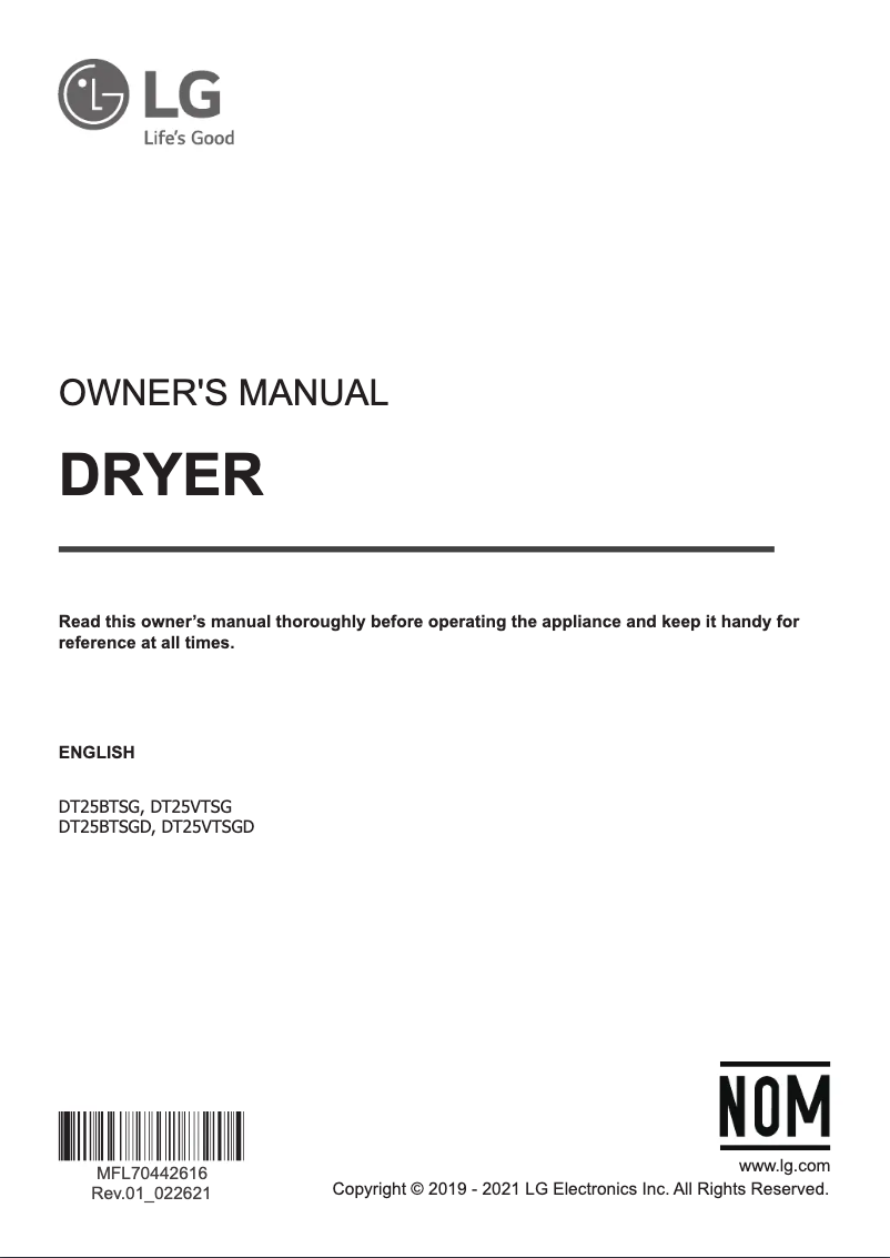 Page 1 de la notice Manuel utilisateur LG DT25BTSGD
