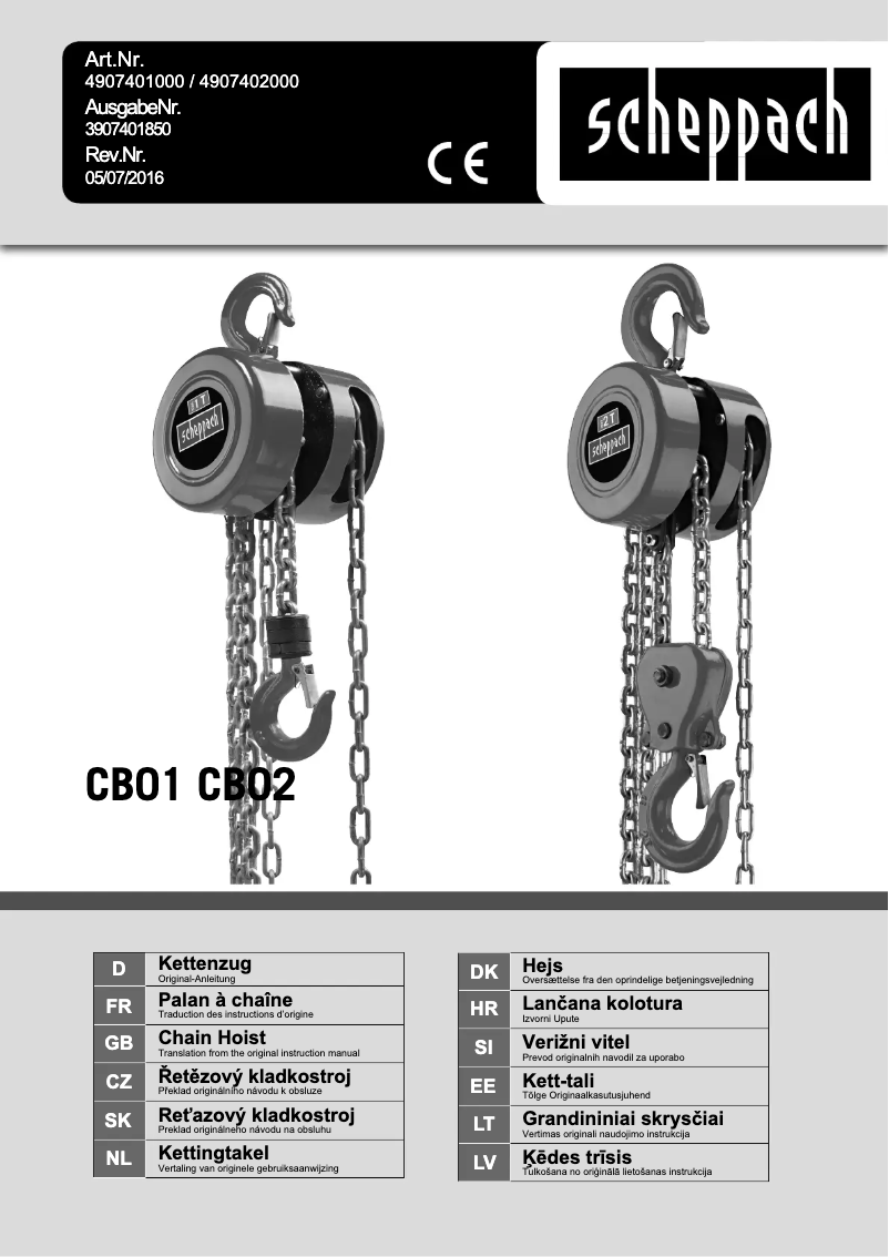 Page 1 de la notice Manuel utilisateur Scheppach CB02