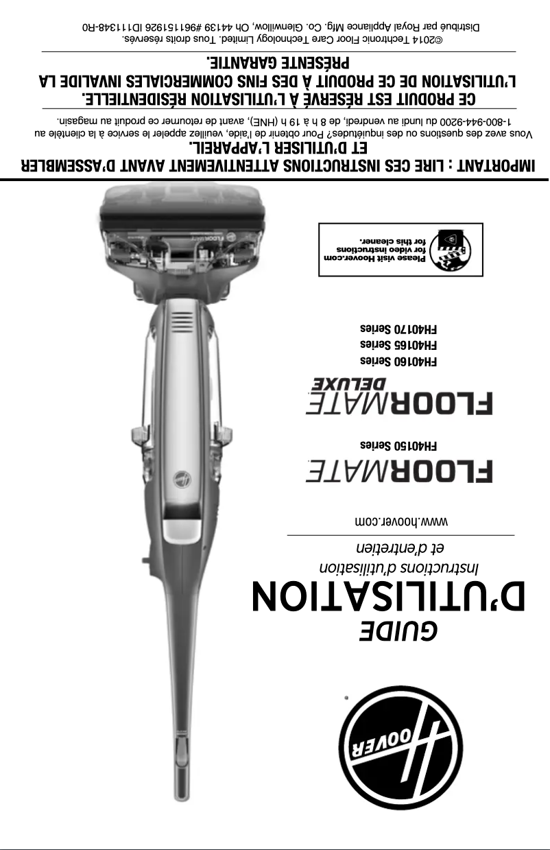 Page n°1 - Manuel utilisateur Hoover FloorMate Deluxe FH40165