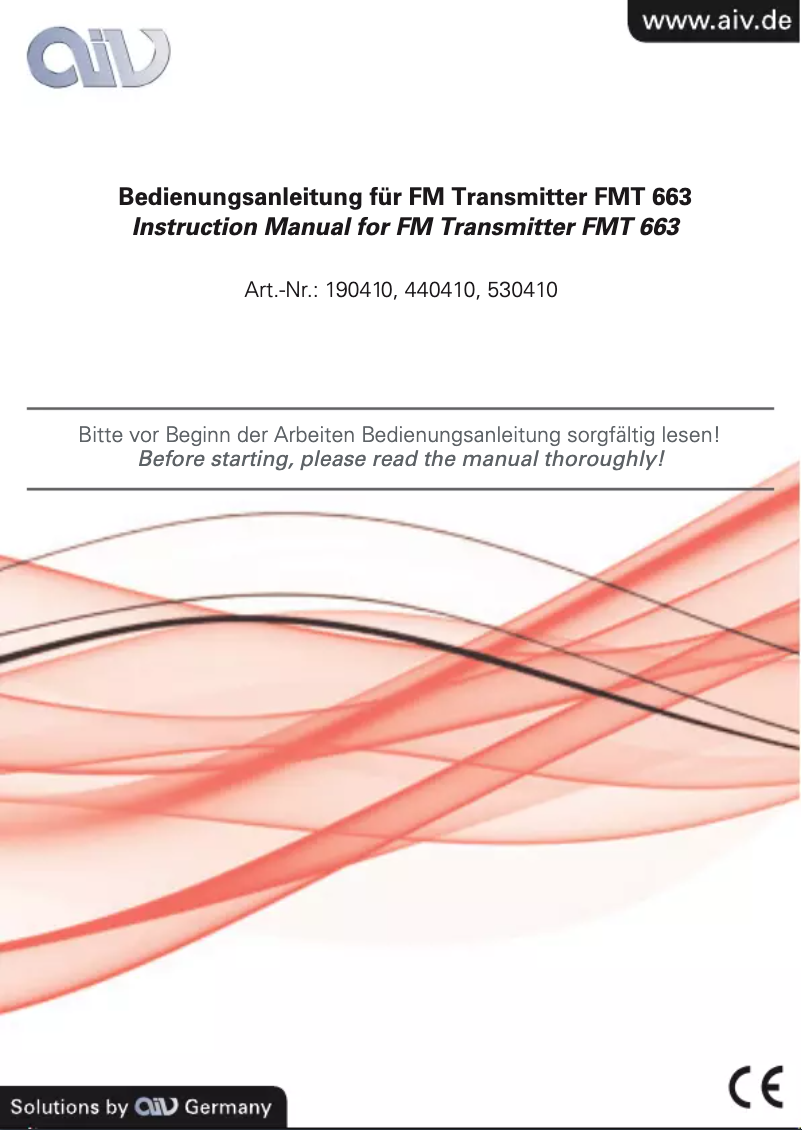 Page 1 de la notice Manuel utilisateur AIV FMT 663
