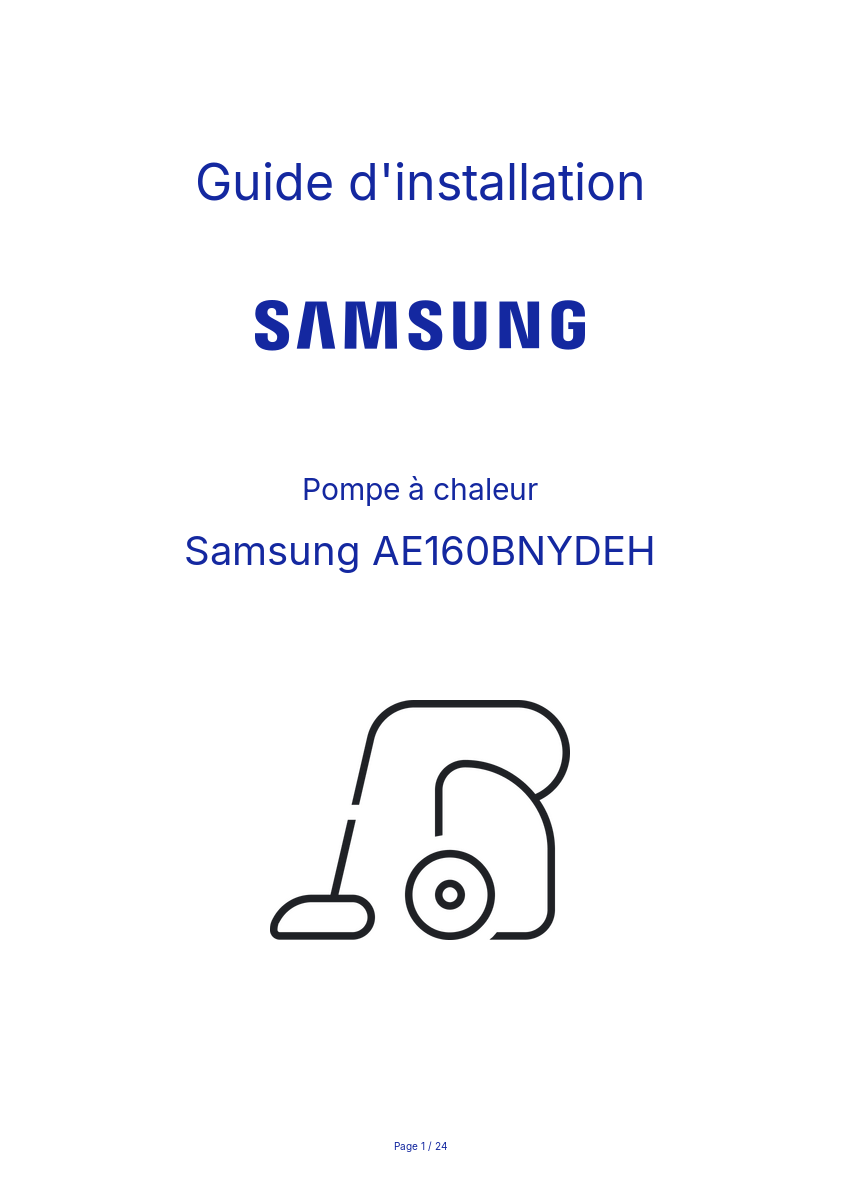 Page n°1 - Guide d'installation Samsung AE160BNYDEH