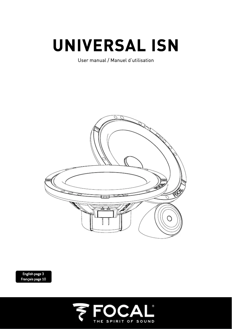 Page 1 de la notice Manuel utilisateur Focal Universal ISN 100