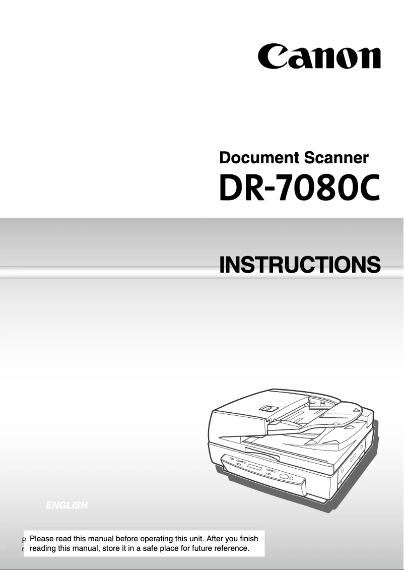 Page 1 de la notice Manuel utilisateur Canon imageFORMULA DR-7080C
