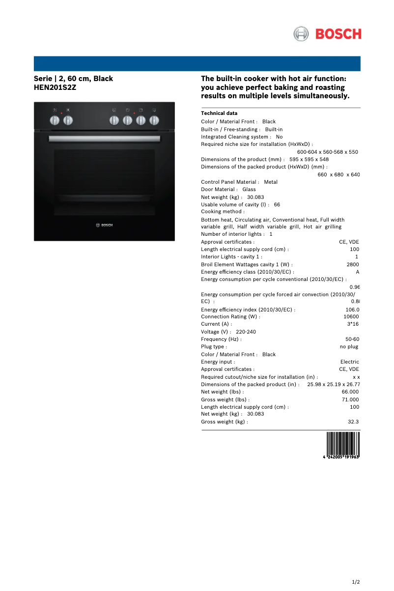 Imagen de la primera página del manual del dispositivo HEN201S2Z