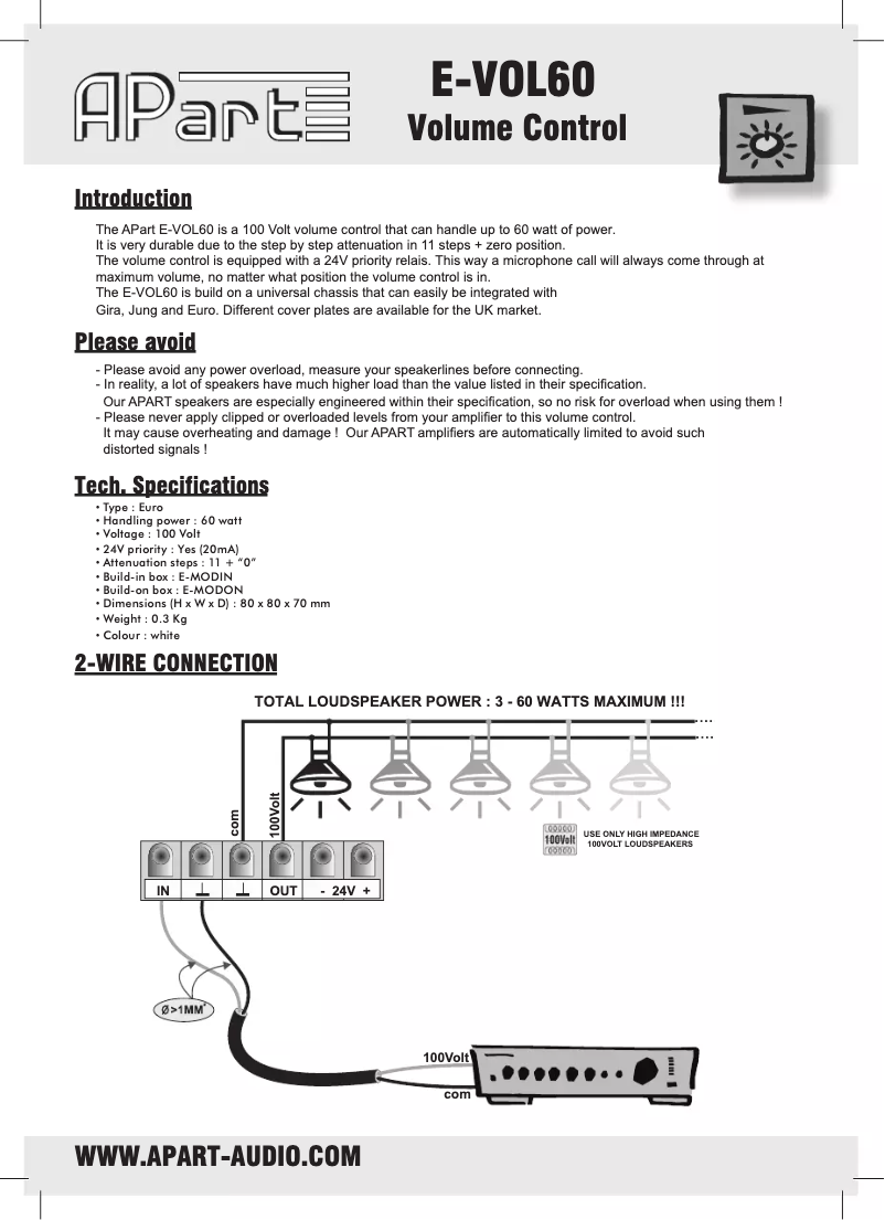 Página 1 del manual Manual de usuario APart E-VOL60