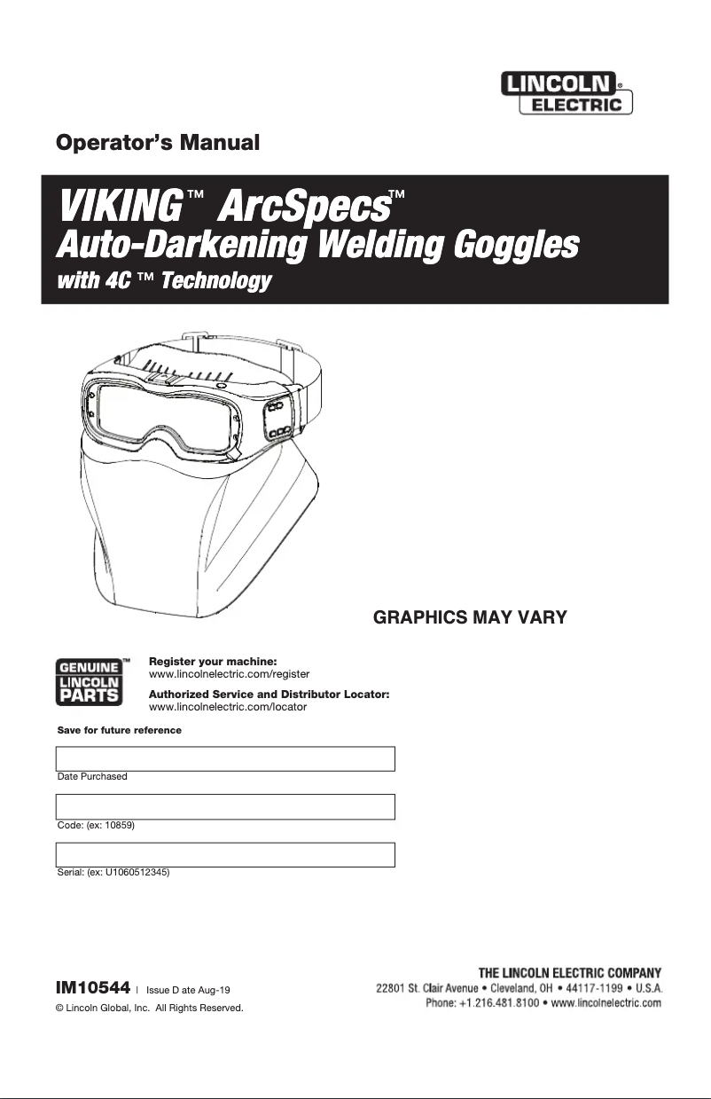 Página 1 del manual Manual de usuario Lincoln Electric VIKING ArcSpecs