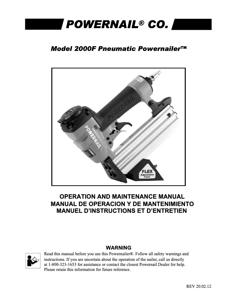 Page n°1 - Manuel utilisateur POWERNAIL 2000F