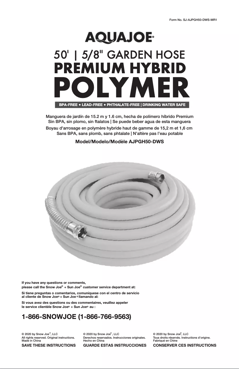 Image de la première page du manuel de l'appareil AJPGH50-DWS