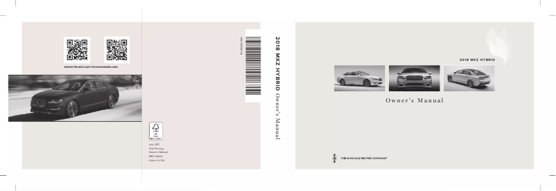 Page n°1 - Manuel utilisateur Lincoln MKZ Hybrid (2018)