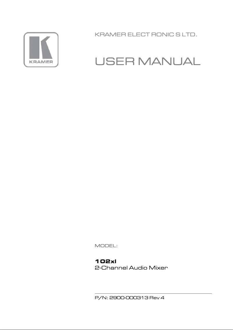 Page 1 de la notice Manuel utilisateur Kramer 102XL