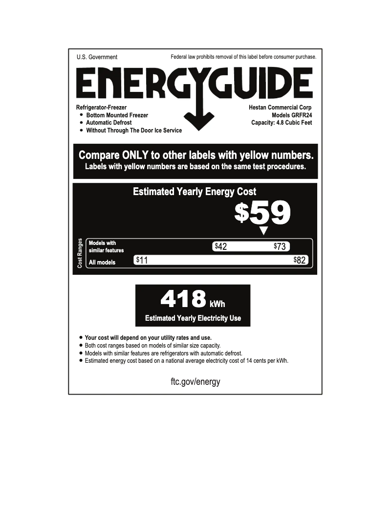 Page n°1 - Label énergétique Hestan GRFR24