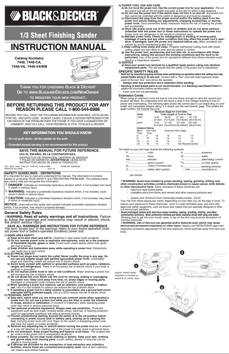 Page n°1 - Manuel utilisateur Black & Decker 7448