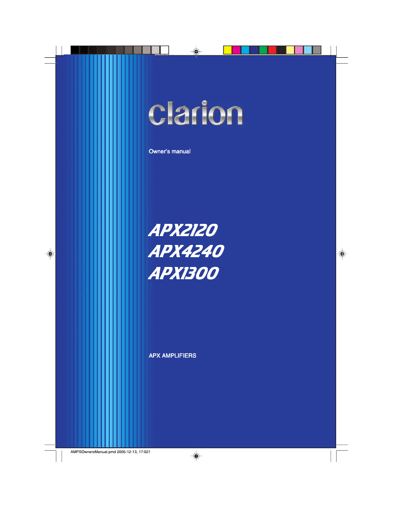 Page n°1 - Manuel utilisateur Clarion APX2120