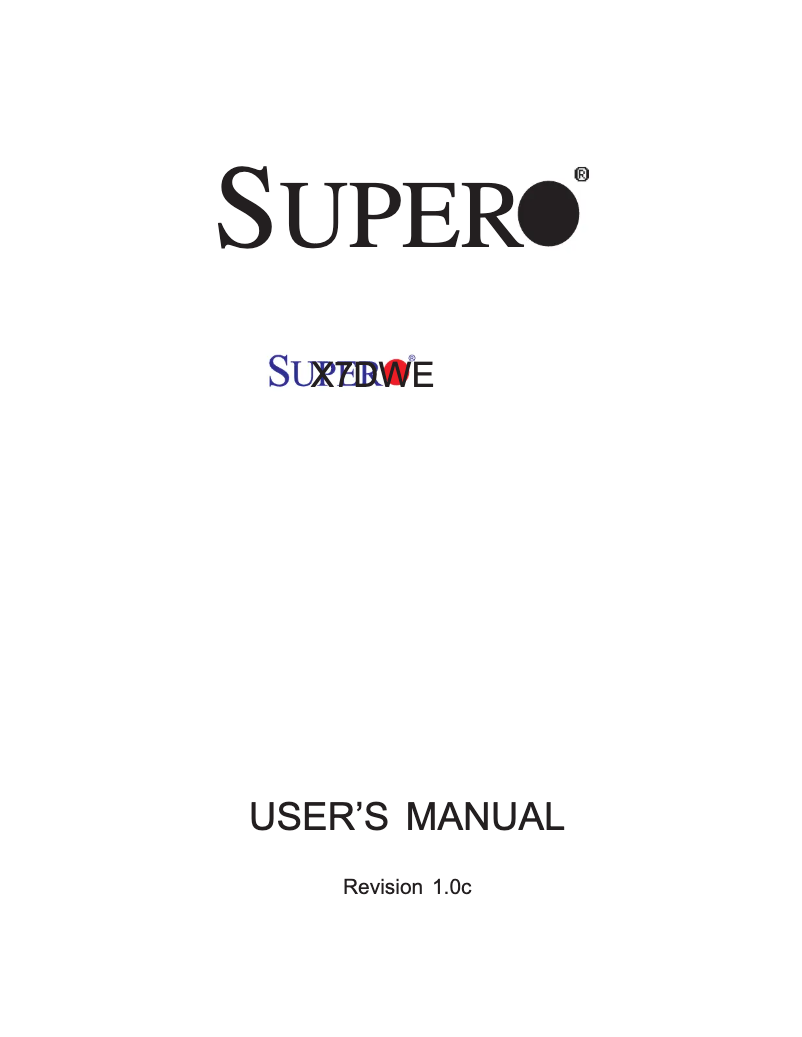 Page 1 de la notice Manuel utilisateur Supermicro MBD-X7DWE-O