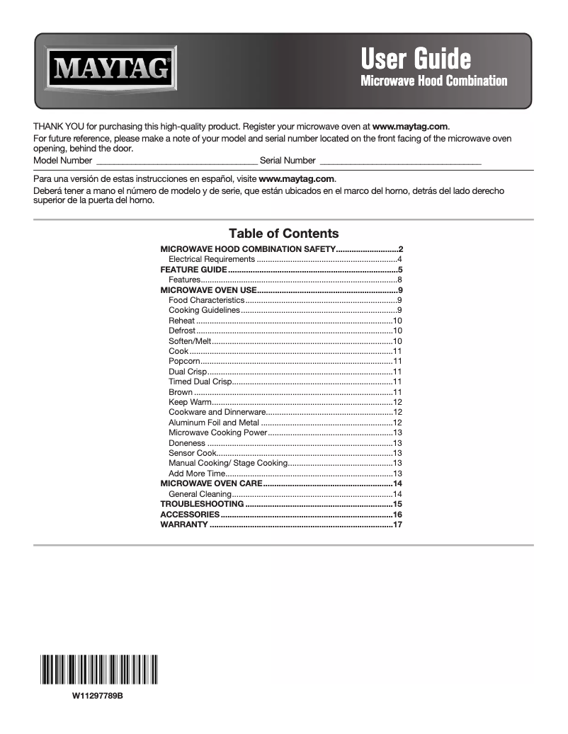 Page n°1 - Manuel utilisateur Maytag MMV4207JB