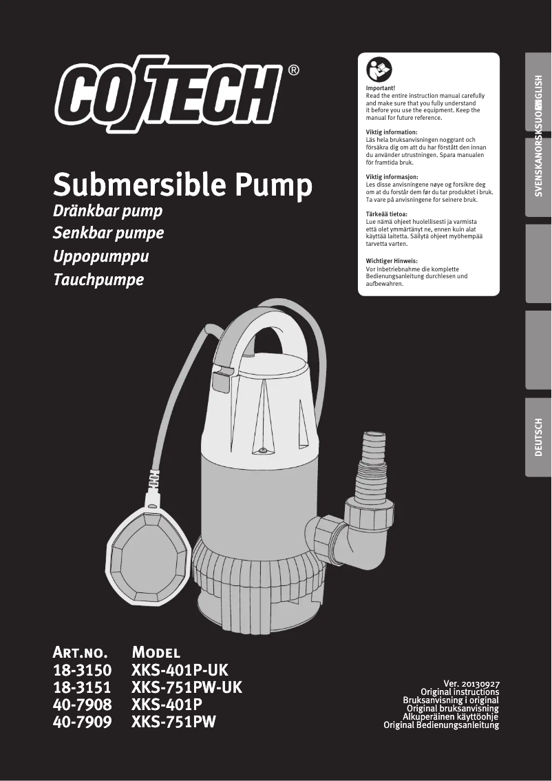 Page 1 de la notice Manuel utilisateur Cotech XKS-401P