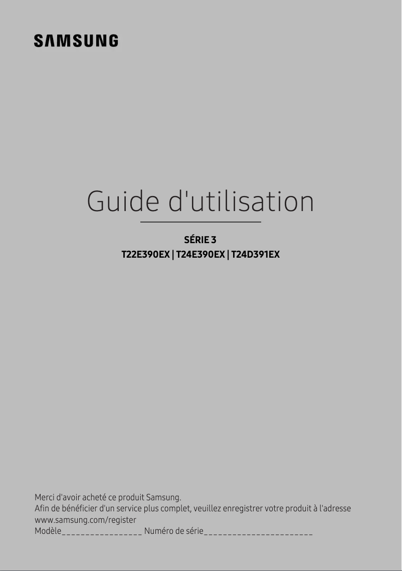 Page 1 de la notice Manuel utilisateur Samsung T24E390EX