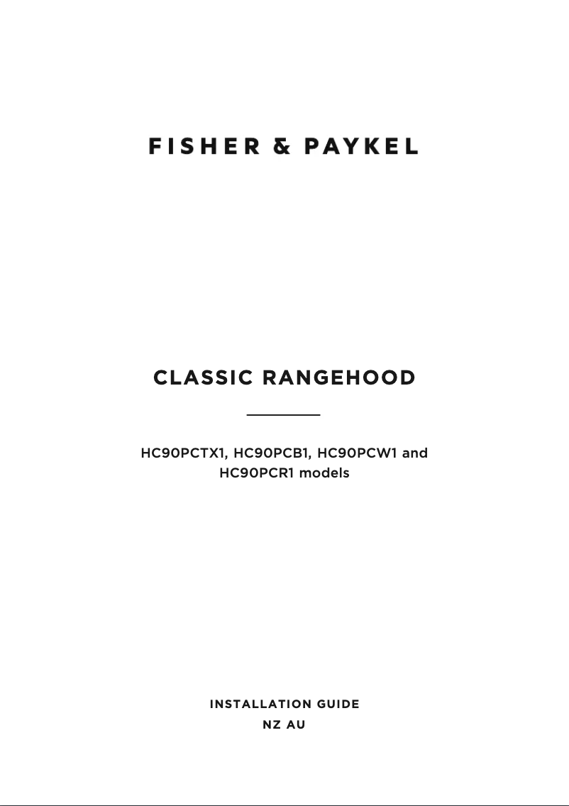 Page n°1 - Guide d'installation Fisher & Paykel HC90PCW1