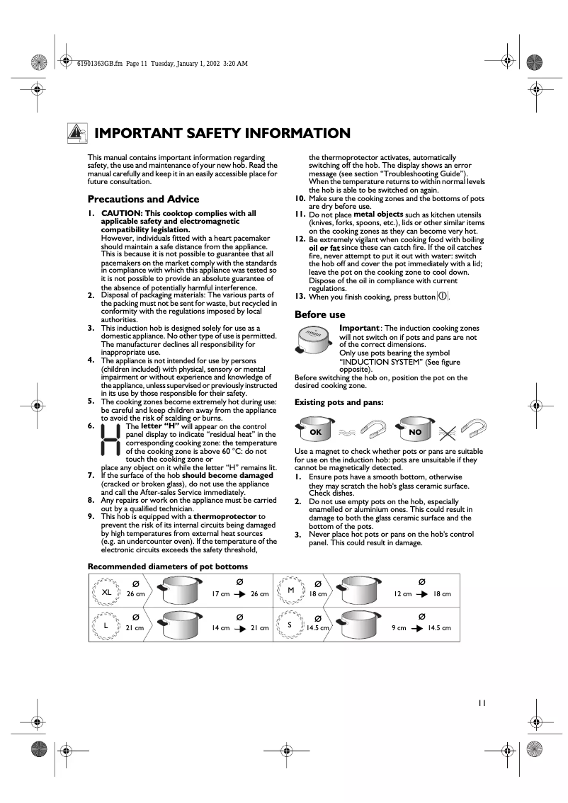 Image de la première page du manuel de l'appareil NUTID HIN4T