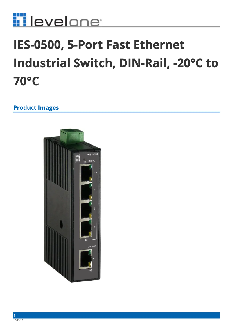 Imagen de la primera página del manual del dispositivo IES-0500