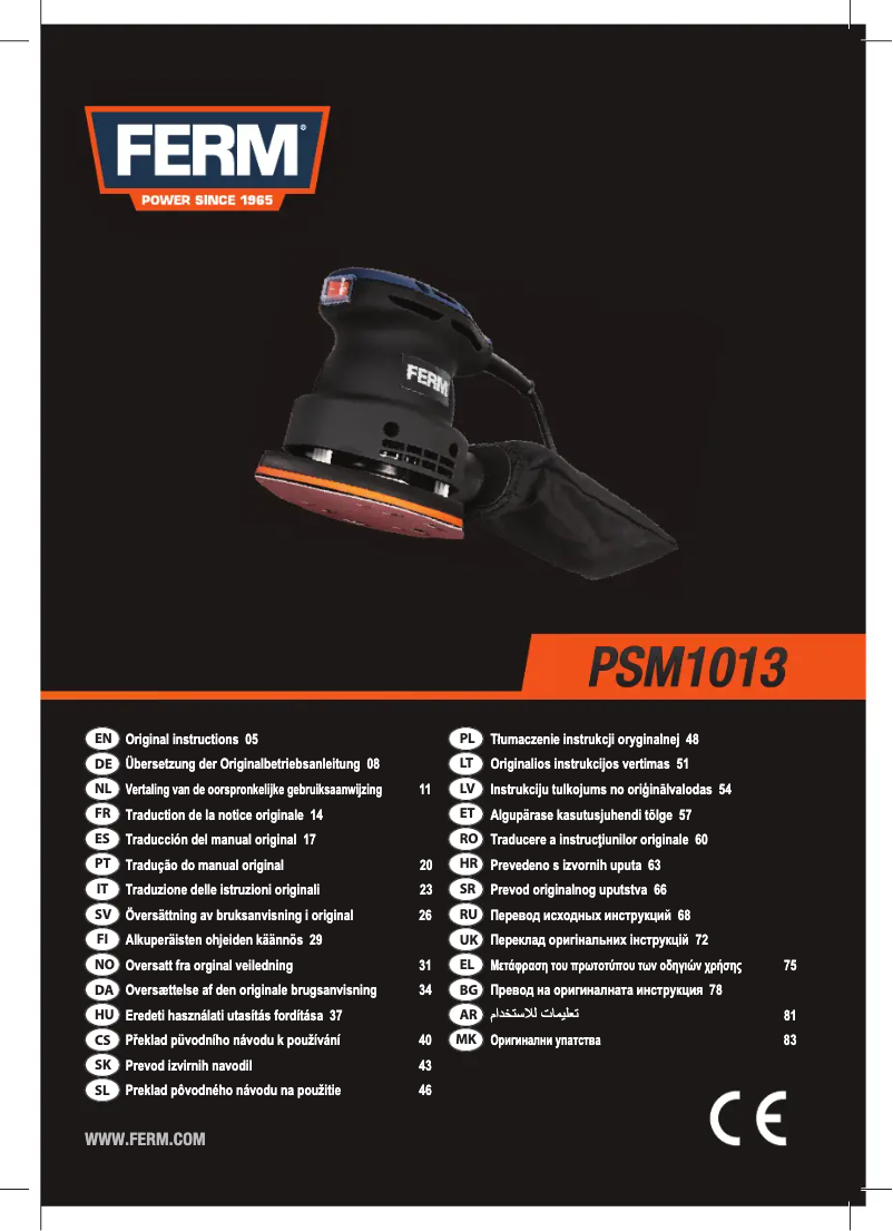 Page 1 de la notice Manuel utilisateur Ferm PSM1013
