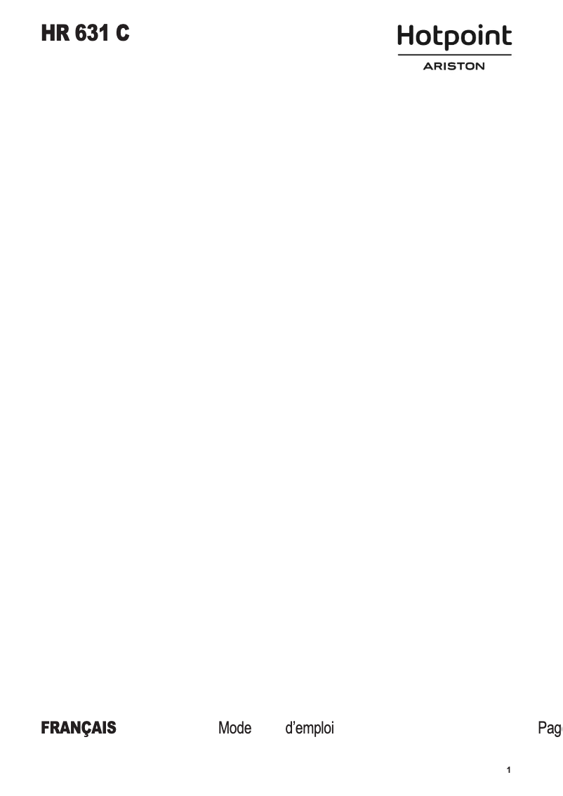 Page 1 de la notice Manuel utilisateur Hotpoint Ariston HR 631 C