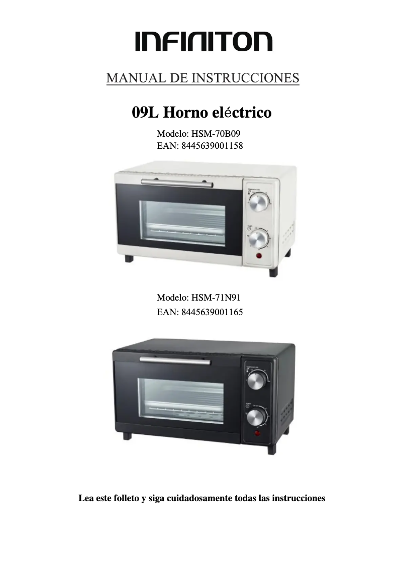 Page n°1 - Manuel utilisateur Infiniton HSM-70B09