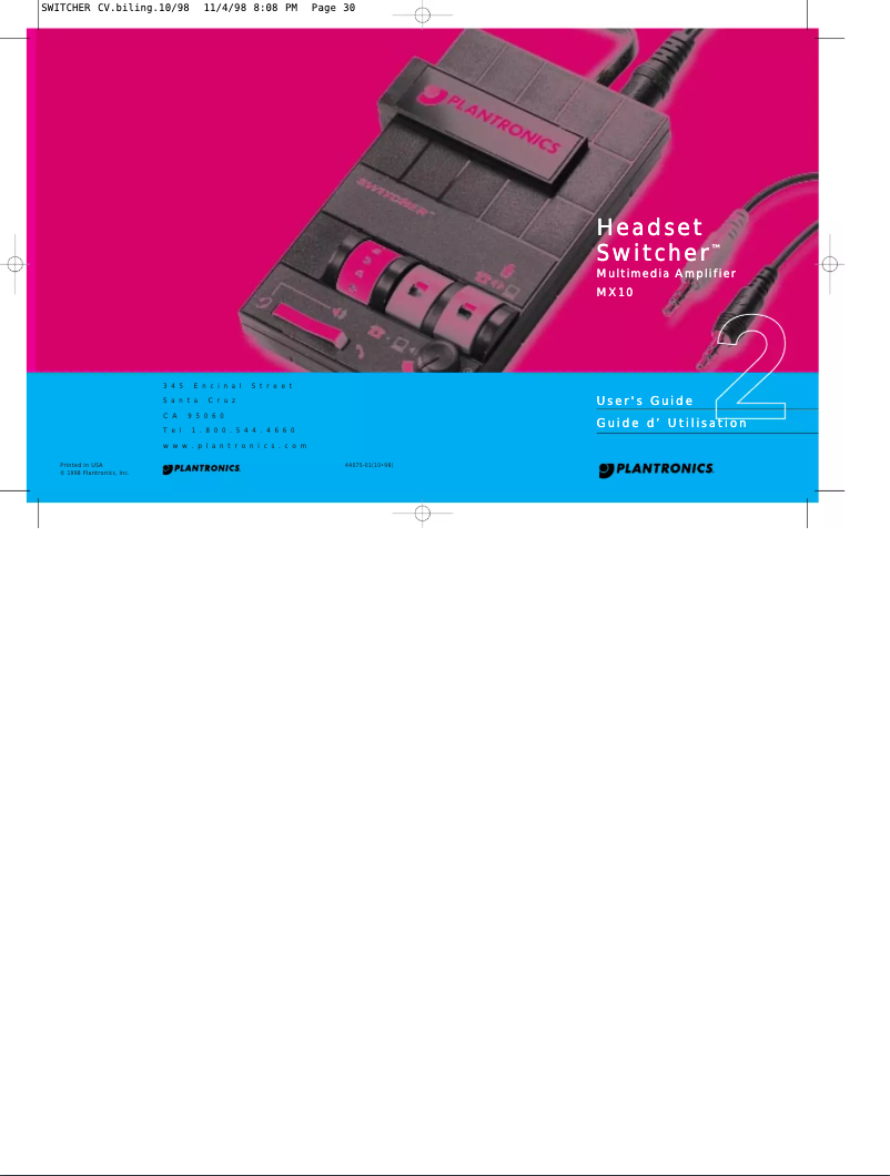 Image de la première page du manuel de l'appareil MX10