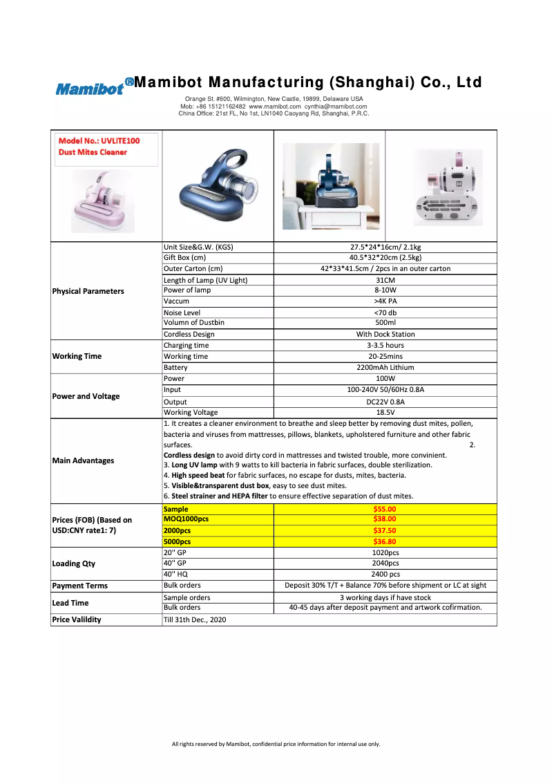 Página 1 del manual Manual de usuario Mamibot UVLITE 100