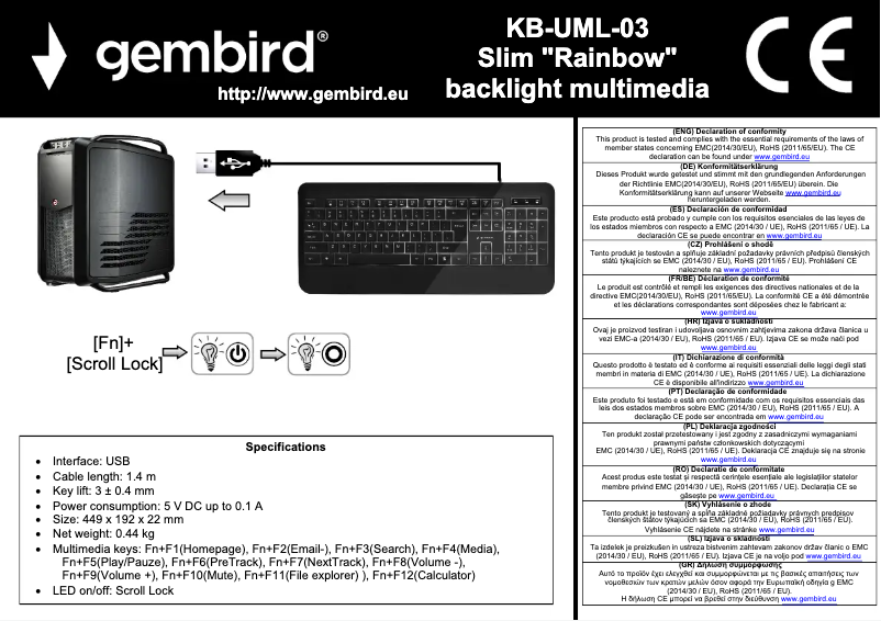 Page 1 de la notice Manuel utilisateur Gembird KB-UML-03