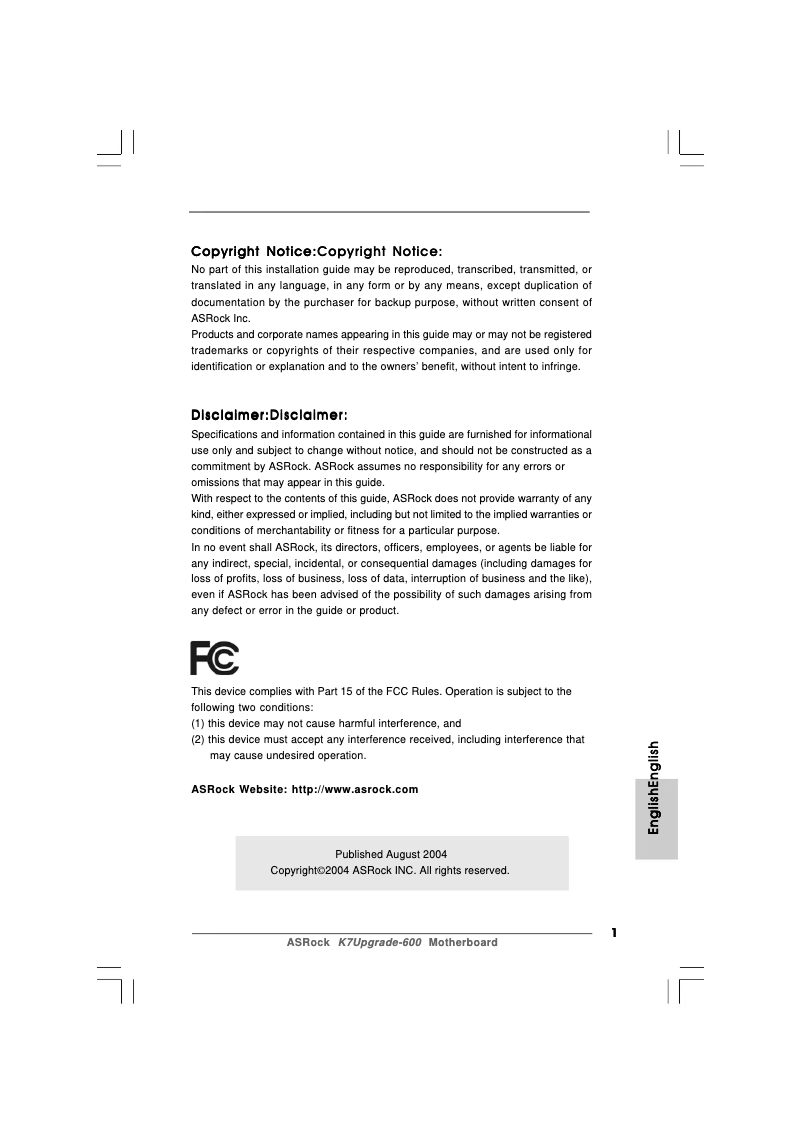 Image de la première page du manuel de l'appareil K7Upgrade-600