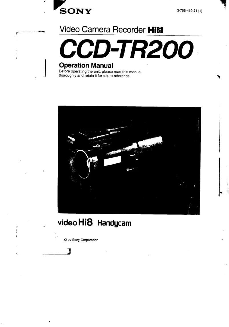 Image de la première page du manuel de l'appareil CCD-TR200