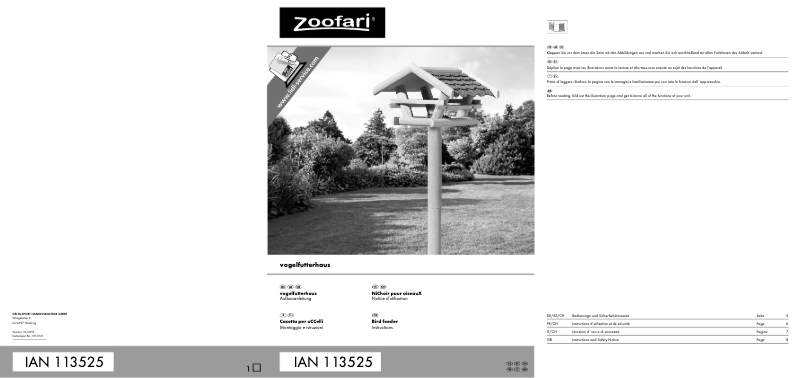 Page 1 de la notice Manuel utilisateur Zoofari IAN 113525