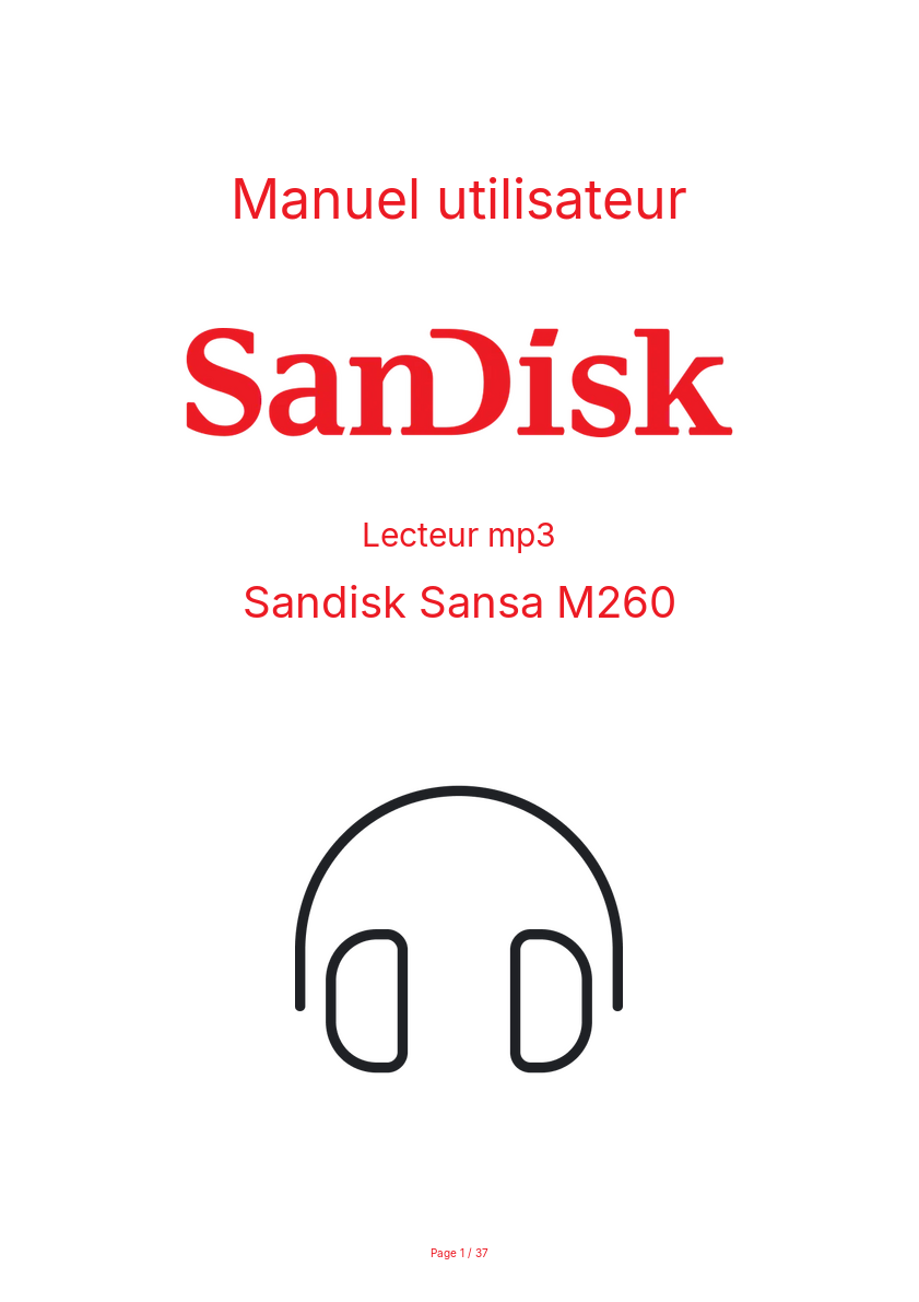Page n°1 - Manuel utilisateur Sandisk Sansa M260