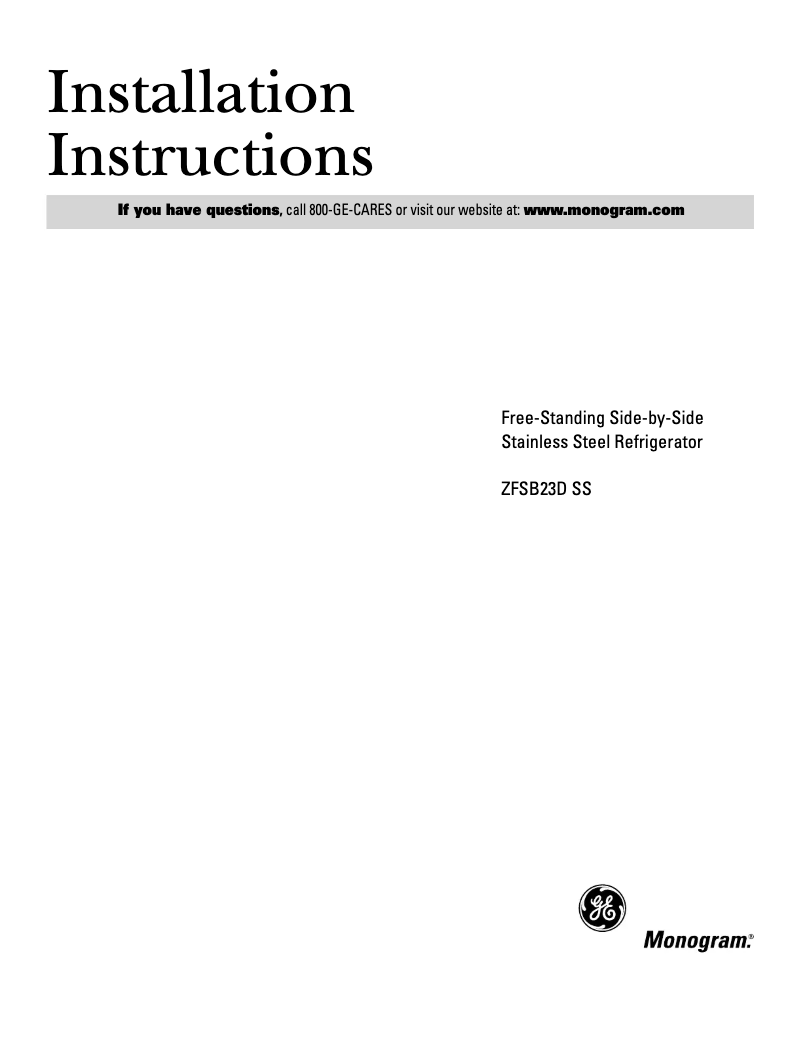 Image de la première page du manuel de l'appareil ZFSB23DRSS