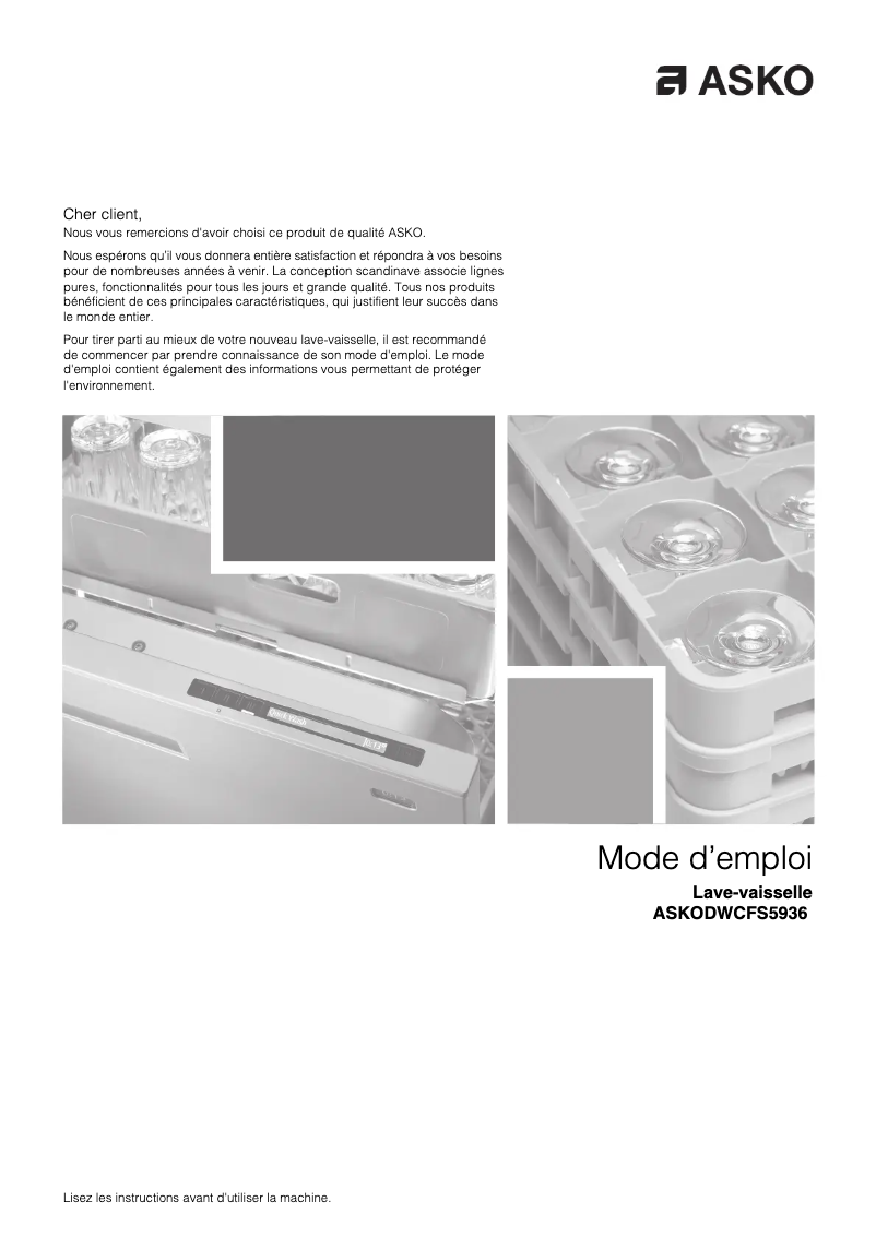 Page n°1 - Fiche technique Asko DWCFS5936.S