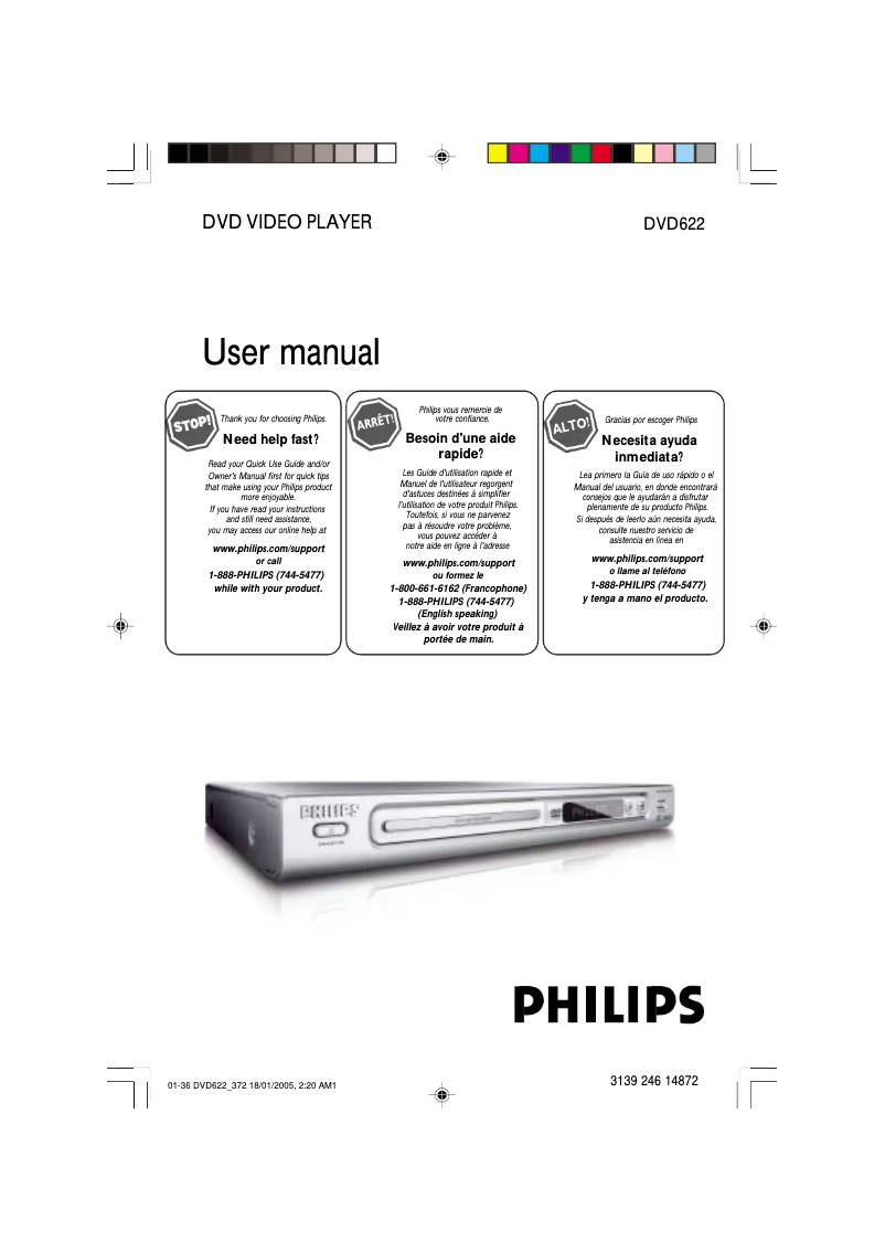Page 1 de la notice Manuel utilisateur Philips DVD622