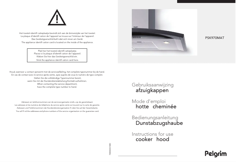 Page 1 de la notice Manuel utilisateur Pelgrim PSK970MAT