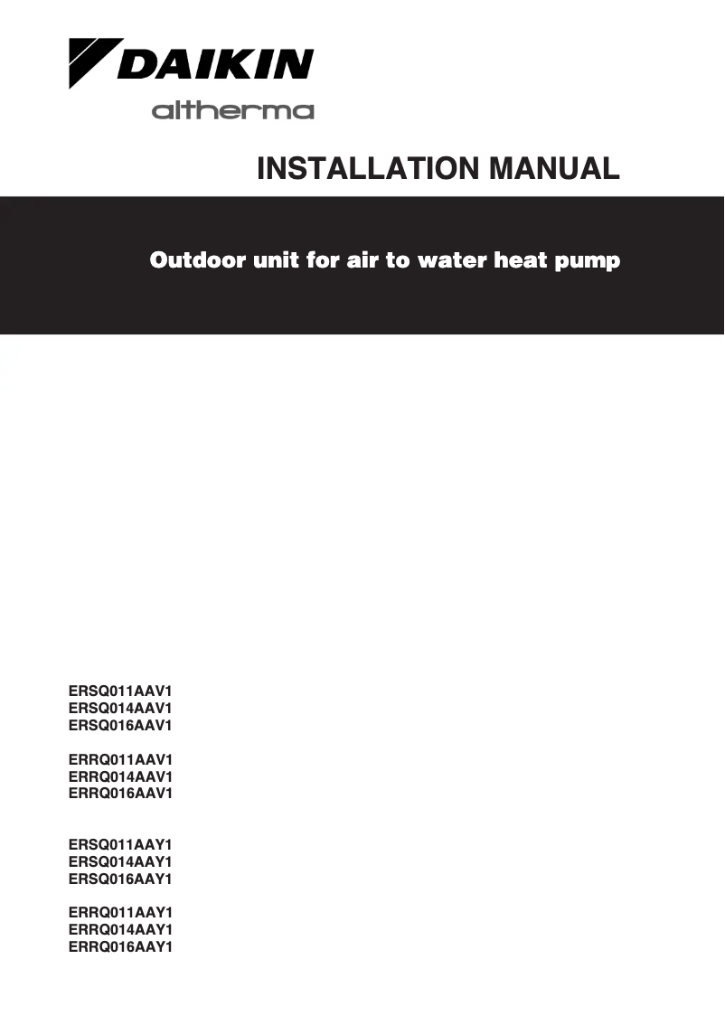 Page n°1 - Manuel utilisateur Daikin ERRQ016AAV1