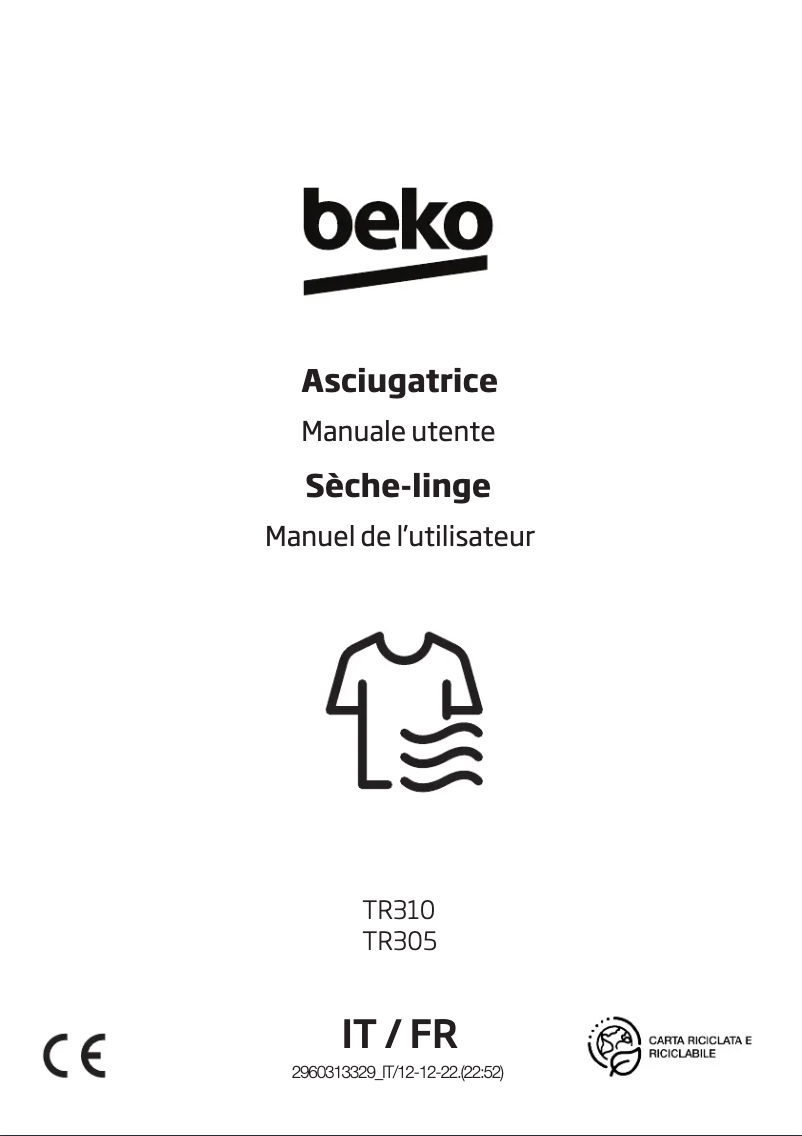 Page n°1 - Manuel utilisateur Beko TR305