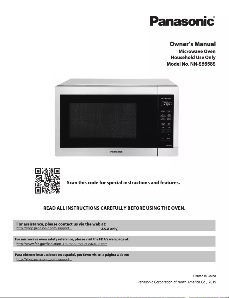 Page 1 de la notice Manuel utilisateur Panasonic NN-SB658S