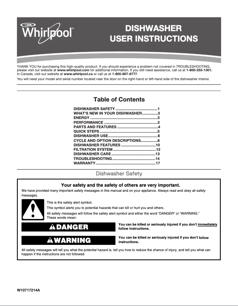 Page 1 de la notice Manuel utilisateur Whirlpool WFE2B19X