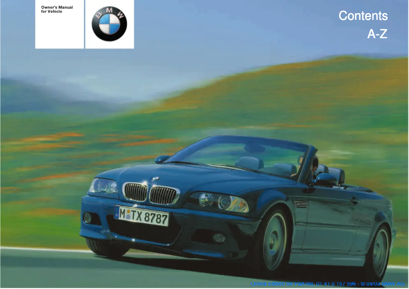 Page 1 de la notice Manuel utilisateur BMW M3 Convertible (2004)