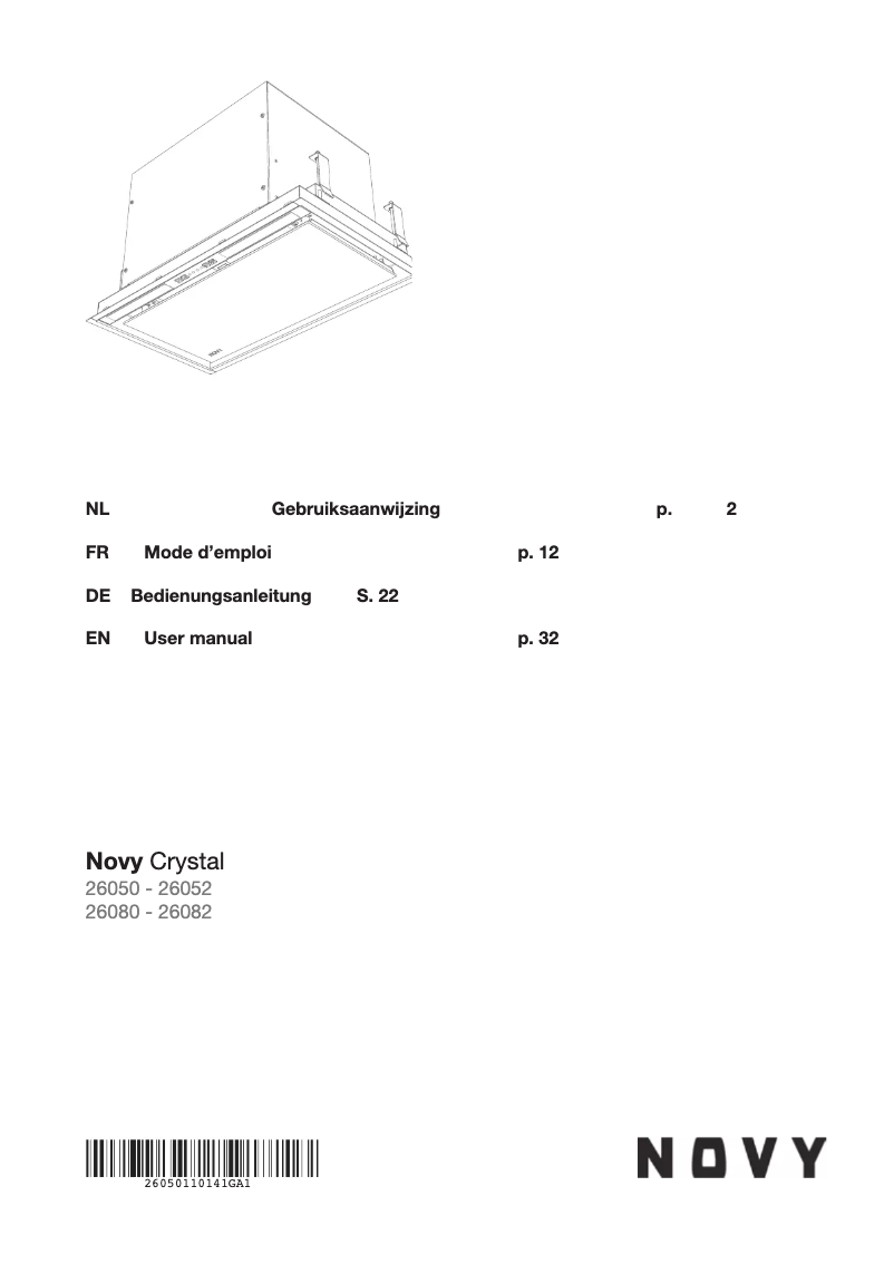 Page 1 de la notice Manuel utilisateur Novy Crystal 26050