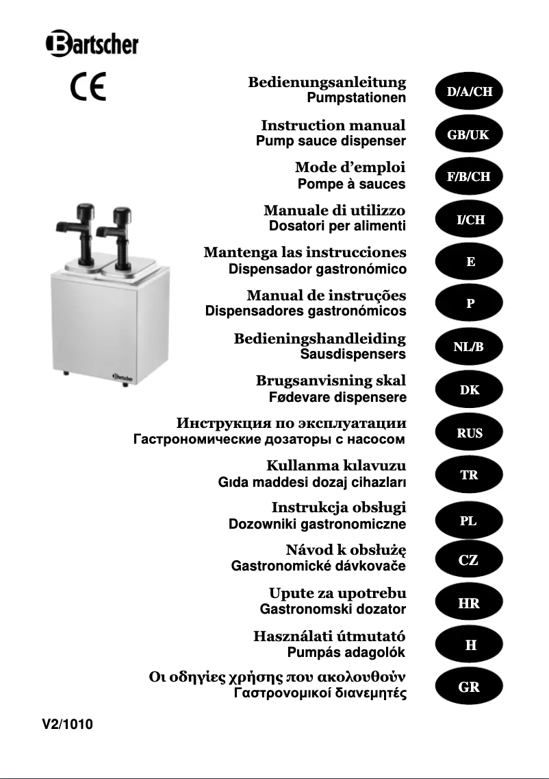 Page 1 de la notice Manuel utilisateur Bartscher 100324