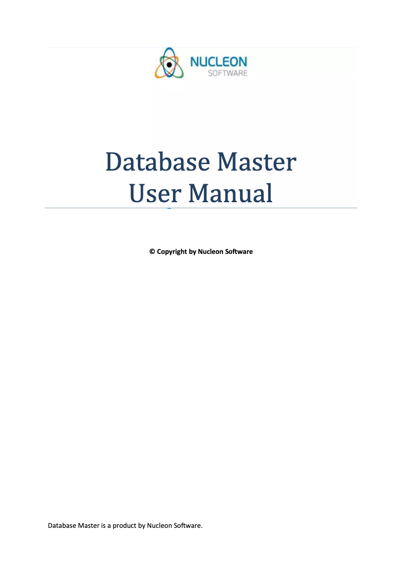 Page 1 de la notice Manuel utilisateur Nucleon Database Master