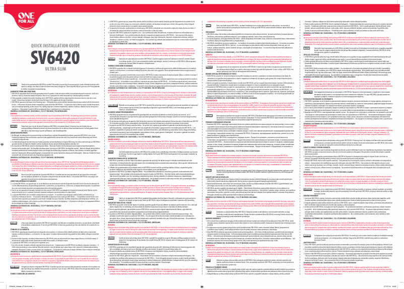 Page n°1 - Manuel utilisateur One for all SV 6420